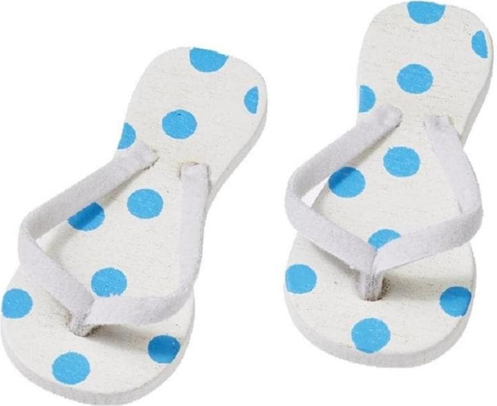 Actual product image Hobby Fun Mini Utensils Flip-Flops White/ Blue Dotted