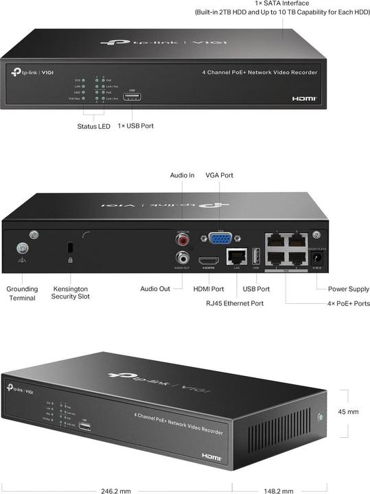 Immagine prodotto TP-Link VIGI NVR1004H-4P (Videoregistratore di rete (NVR))