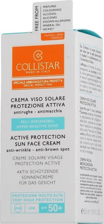 Image du produit Collistar CS Sun - Active Protection Sun Face Cream Anti-Wrinkle SPF 50+ (Crème solaire visage, SPF 50, 50 ml)