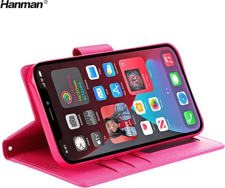 Actual product image Hanman Apple iPhone XS Max - Mill flip case with 3 card slots, pink (Apple iPhone XS Max)