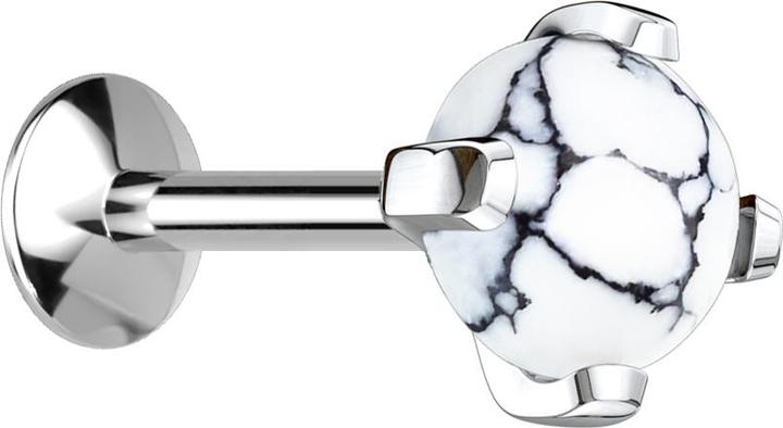 Produktbild Star Piercing Micro UFO Labret Innengewinde silber Howlith Stein (Mineralisch, Chirurgenstahl 316L, ohne Messing)