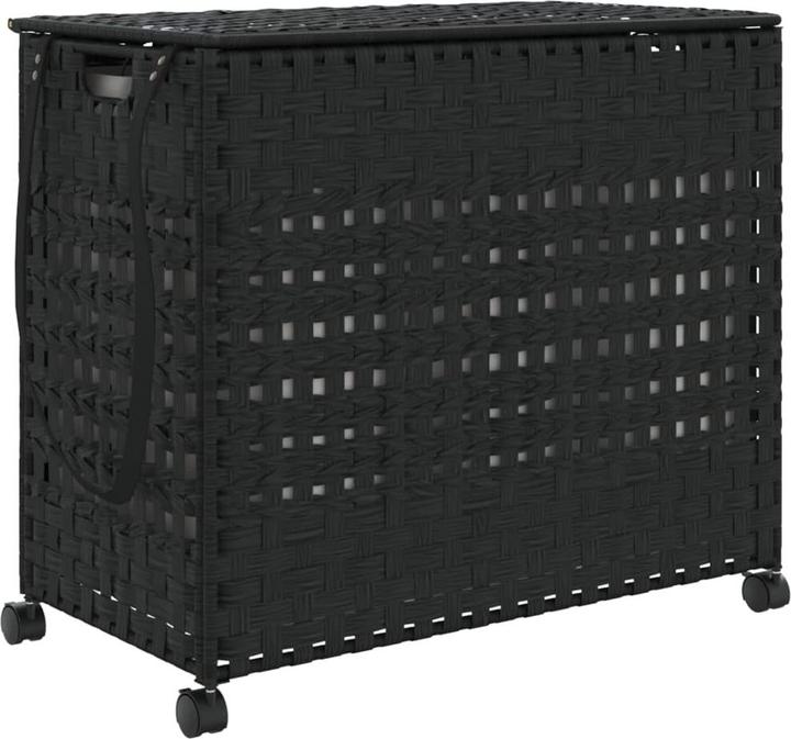 Immagine prodotto VidaXL Cesto portabiancheria con rotelle Nero 66x35x60 cm Rattan, colore
