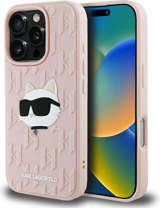 Produktbild Karl Lagerfeld Etui 3D Rubber Monogram & Choupette for iPhone 16 Pro Max pink (Apple iPhone 16 Pro Max)