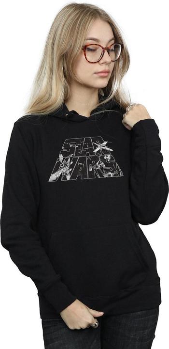 Actual product image Star Wars Womens/Ladies Logo Space Sketch Hoodie (XXL)