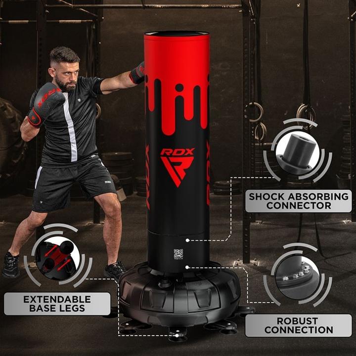 Actual product image Rdx Free Standing Punch Bag F9 Red/Black - 6ft + Bag Mitts F9 Red/Black (180 cm)
