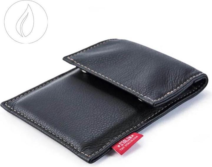 Actual product image Stalin PhoneBag Genuine Leather Big+ black with dark grey stitching (Universal)