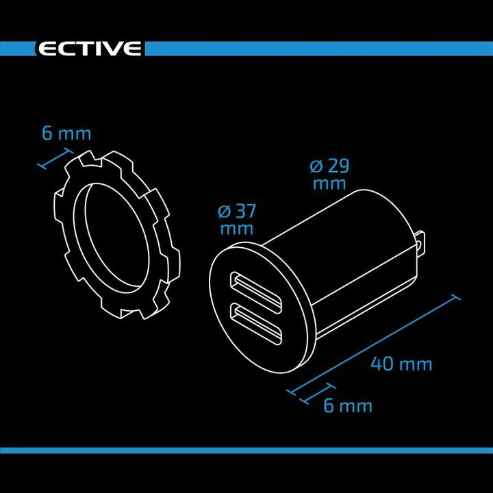 Produktbild Ective Dual USB-Einbaubuchse 5V 1/2,1A