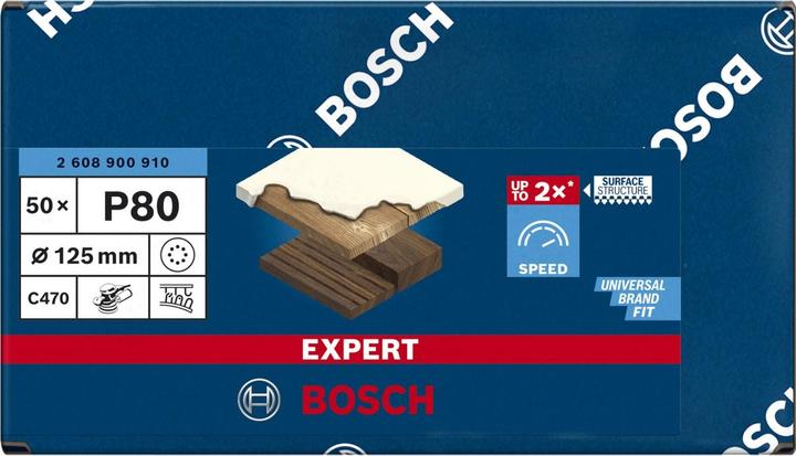 Actual product image Bosch Professional Zubehör EXPERT C470 Sanding paper with 8 holes for random orbital sanders, 125 mm, G 80, 50 pcs. (80)