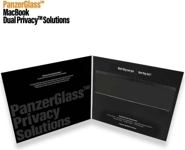 Produktbild PanzerGlass MacBook Pro Displayschutz + DualPrivacy magnetisch (15.40", 16 : 10)