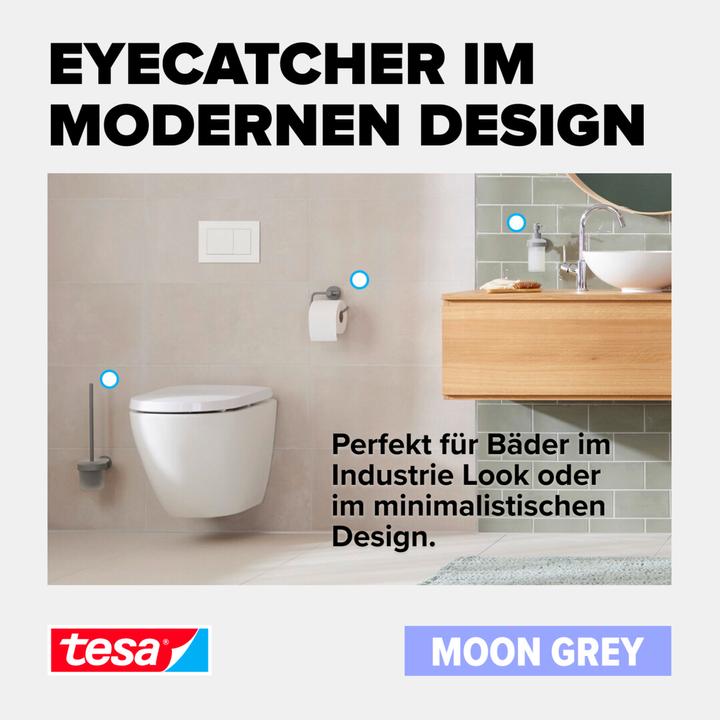 Actual product image tesa MOON GREY Towel rail two-arm incl. adhesive solution without drilling
