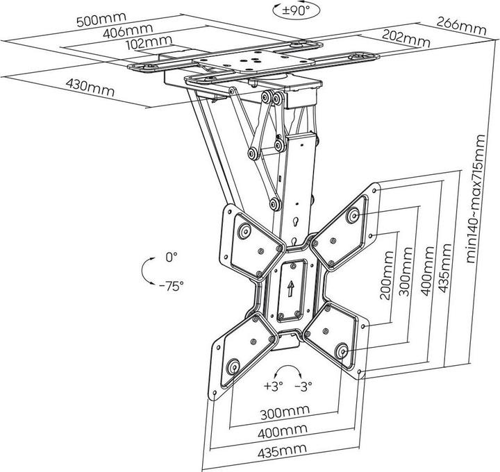 Produktbild myWall Motorisierter & klappbarer Deckenhalter für Flachbildschirme (Decke, 65", 30 kg)
