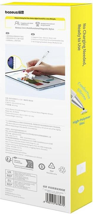 Actual product image Baseus Smooth Writing III magnetic stylus 3in1 (white)