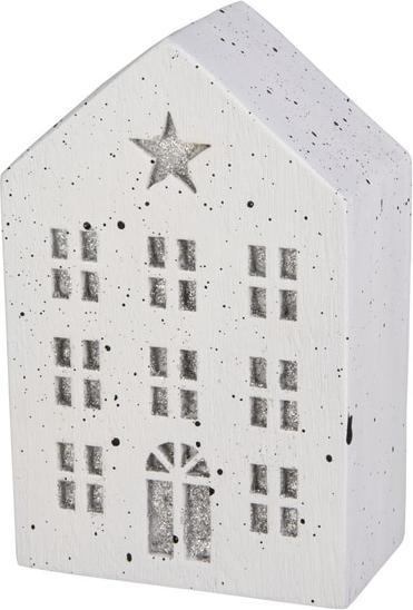 Produktbild MICA Living Windlicht Haus - weiss/silber - ca. 9 x 5 x 14 cm