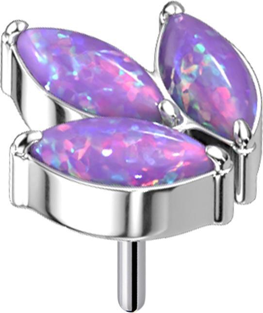 Produktbild Star Piercing Threadless silber drei Oval Opale violett (Titan G23, ohne Messing)