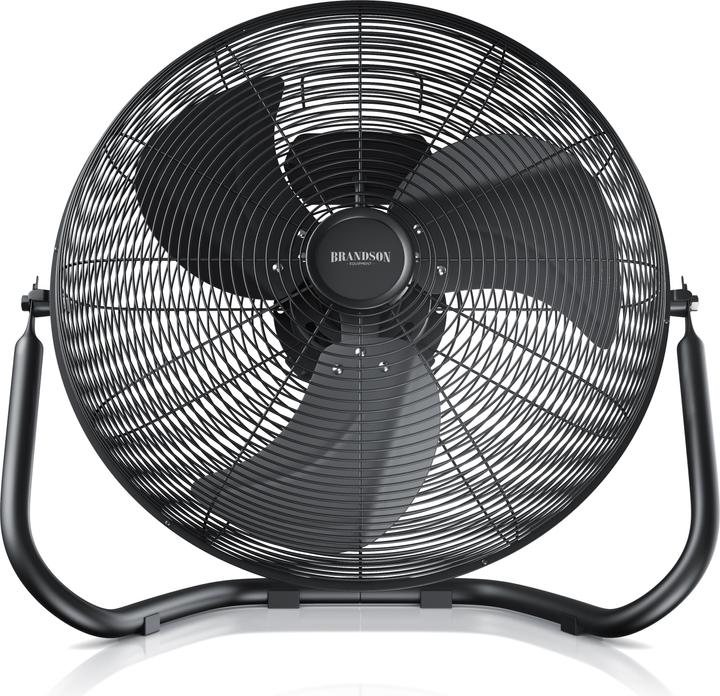 Brandson Wind machine 53.5 cm Ø, retro floor fan 200W tiltable, carrying handle, high air flow rate, black (67 dB)
