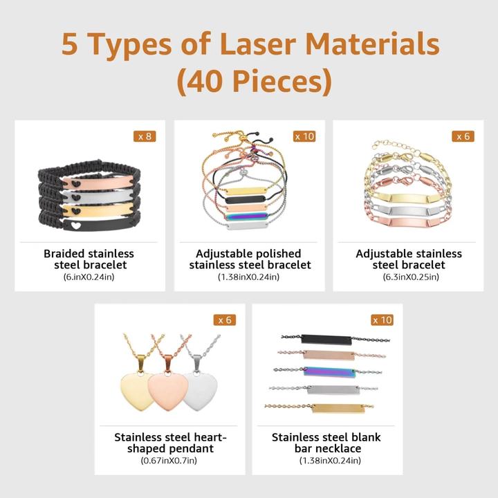 Produktbild LaserPecker Metallhalskette & Armband Paket 40 Stk. (Edelstahl)