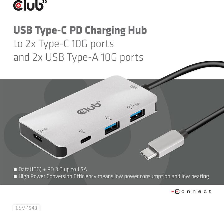 Image du produit Club 3D CSV-1543 (USB-C, 4 Ports)
