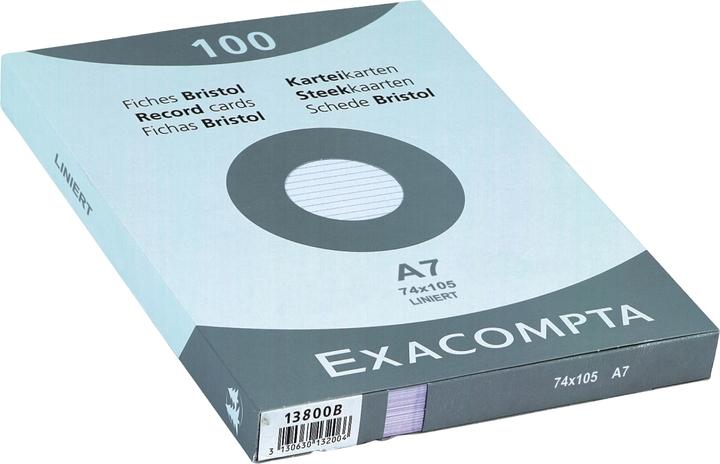 Actual product image Exacompta Index cards A7, lined (A7, 205 g/m², 100 x)