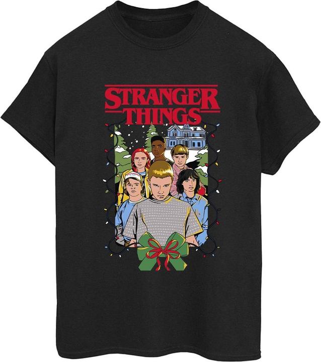 Actual product image Netflix Womens/Ladies Stranger Things Christmas Poster Cotton Boyfriend T-Shirt (S)