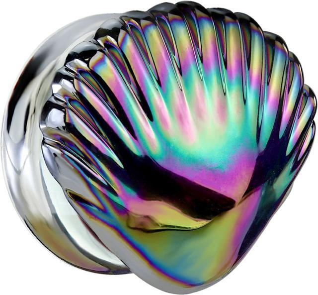 Produktbild Star Piercing Flared Plug irisierend schwarz Muschel aus Glas (Glas, ohne Messing)