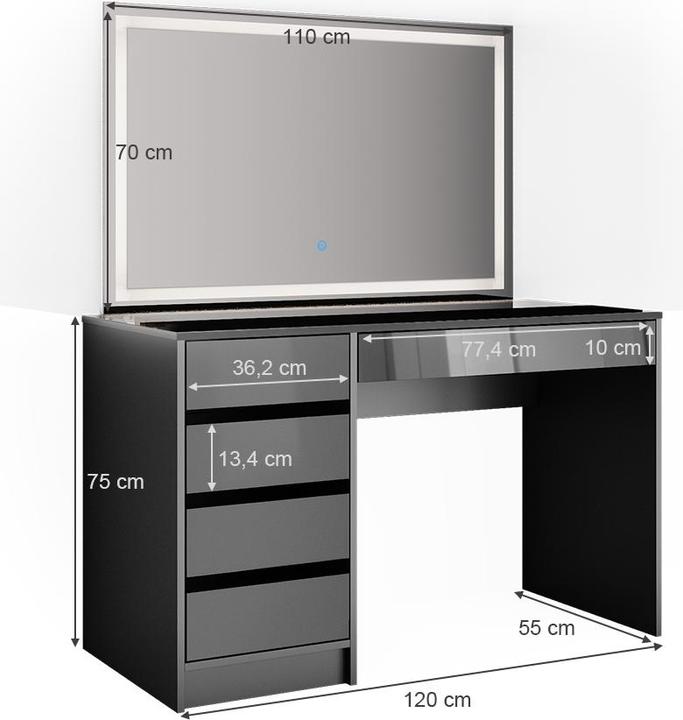 Image du produit Vicco Sherry avec éclairage (120 x 55 x 75 cm)