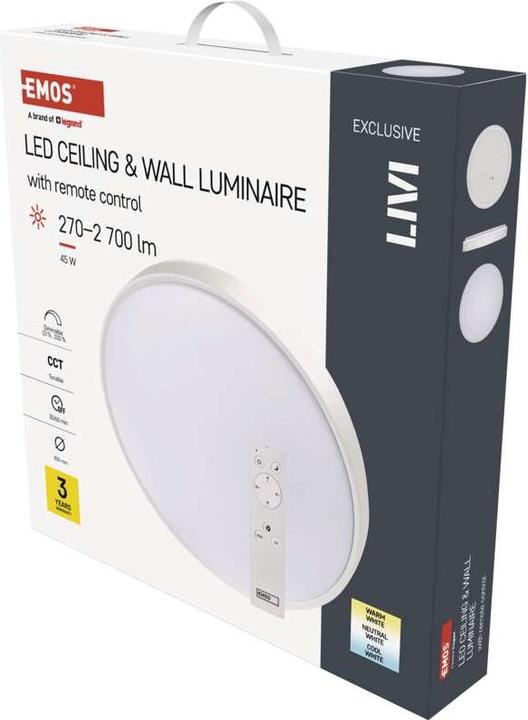 Immagine prodotto Emos Luce LED LIVI 50 cm, 45 W, bianco caldo-freddo, dimmerabile con telecomando (2700 lm)