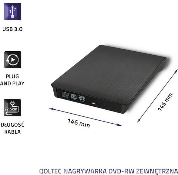 Immagine prodotto Qoltec Registratore DVD-RW esterno USB 3.0 (Masterizzatore DVD)