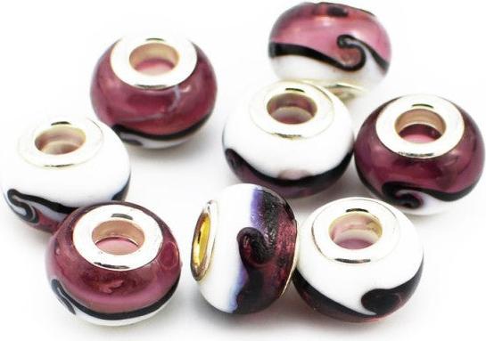 Immagine prodotto Hermex Perla di vetro placcata argento 925 - Viola argenteo (Lega metallica)