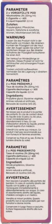 Nutritional values and ingredients SKE 4in1 POD 2x (Raspberry, Bilberry)
