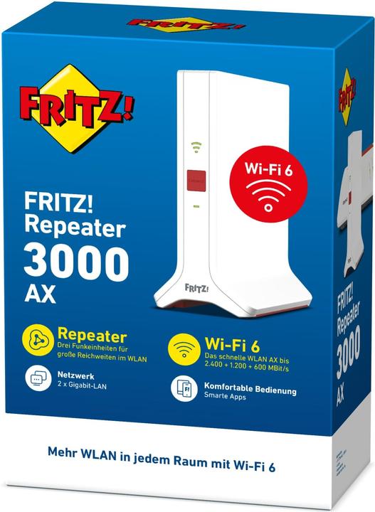 Produktbild AVM FRITZ!Repeater 3000 AX (3600 Mbit/s, 600 Mbit/s)