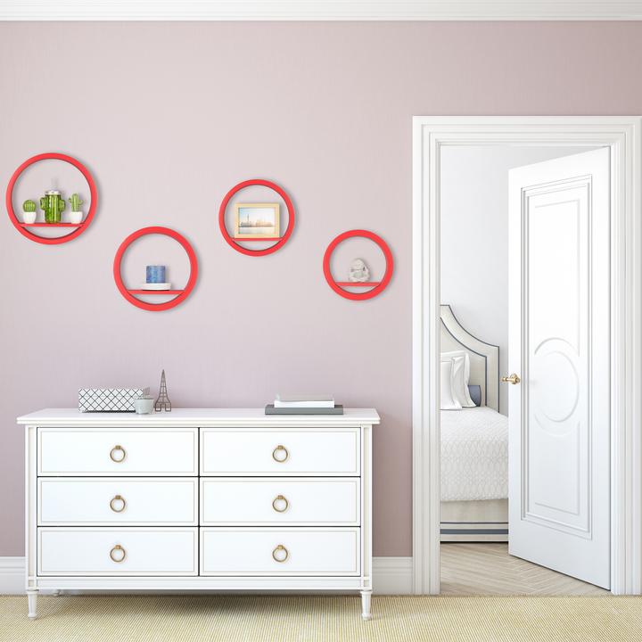 Actual product image Relaxdays Round Wall Shelves Set of 4 (39.5 x 9 x 39.5 cm)
