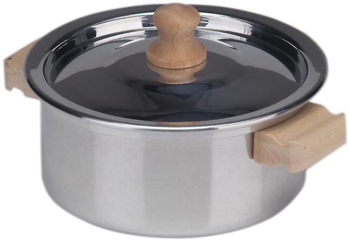 Actual product image NIC Handle pot with lid Ø 12cm 17x14x7 cm, wooden handles, lid, aluminum, from 3 yrs.