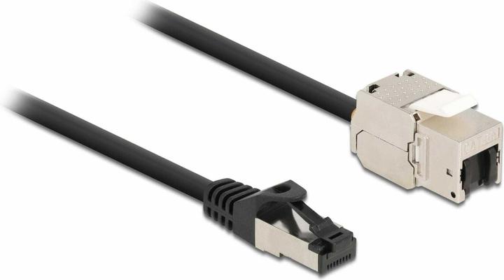 Image du produit Delock Câble RJ45 mâle vers Keystone Modul RJ45 femelle Cat.6A 2 m noir (S/FTP, CAT6a, 2 m)