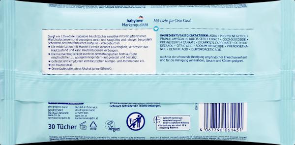 Valori nutrizionali e ingredienti dm babylove Sensitive (30 Pezzo/i)