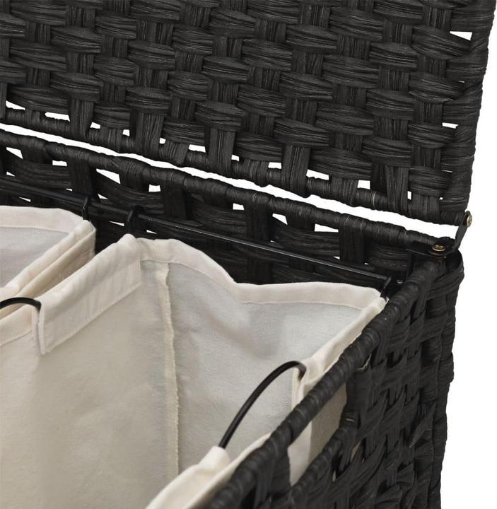 Immagine prodotto VidaXL Cesto portabiancheria con rotelle Nero 66x35x60 cm Rattan, colore