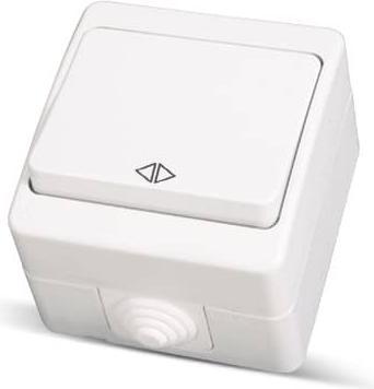 Produktbild Gunsan IP54 Kreuzschalter Feuchtraum Schalter Aufputz Weiss