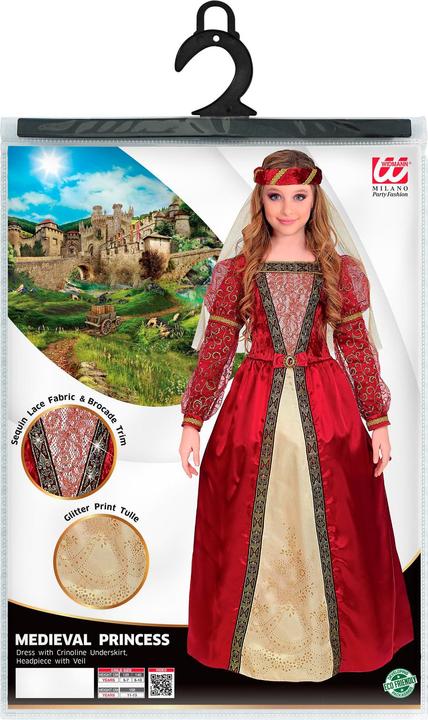 Immagine prodotto Widmann Principessa Medievale (Vestito Con Sottogonna Crinolina, Copricapo Con Velo) (158 Cm / 11-13 Years) (11, 12, 13)