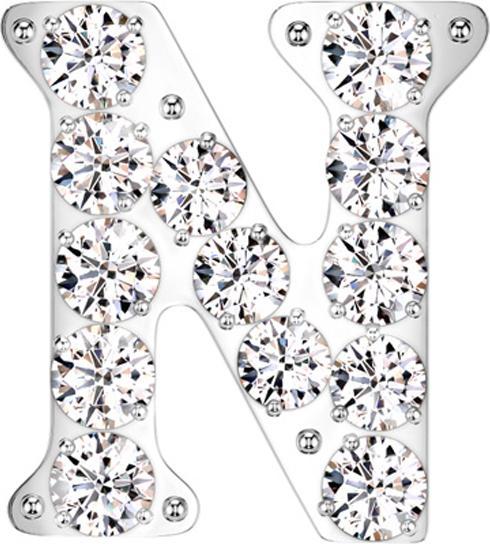Produktbild Star Piercing Threadless silber mit Kristallen silber Buchstabe N (ohne Messing, Titan G23)