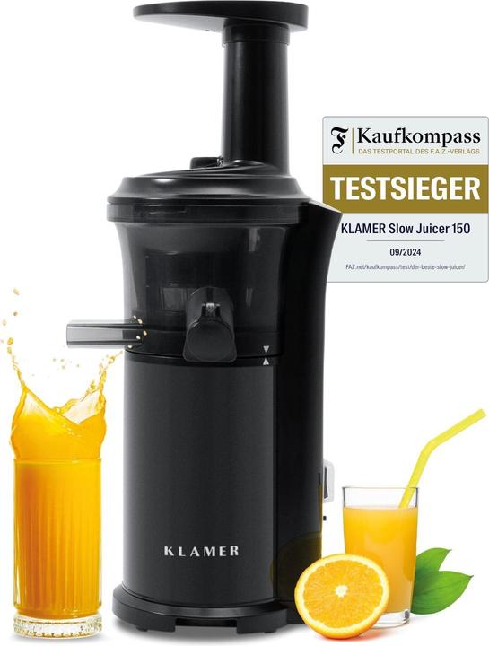 Produktbild KLAMER Slow Juicer Gemüse und Obst, Entsafter mit Rückwärtsgang, elektrische Fruchtpresse