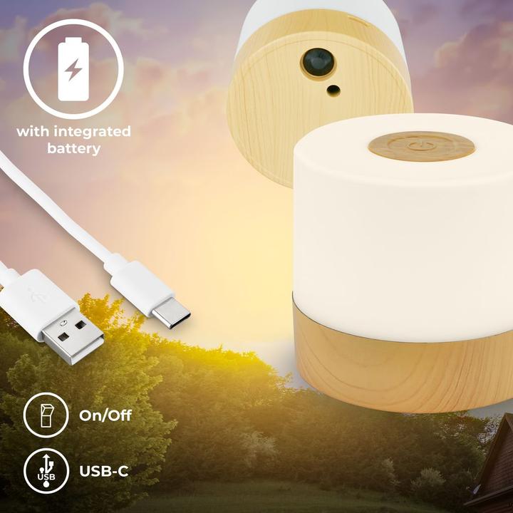 Image du produit B.K.Licht Akku RGB LED Lampe de table, couleur bois, 1xLED/1,5W (100 lm)