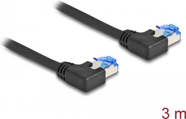 Image du produit Delock Câble réseau RJ45 Cat.6A S/FTP coudé à gauche 3 m noir (S/FTP, CAT6a, 3 m)
