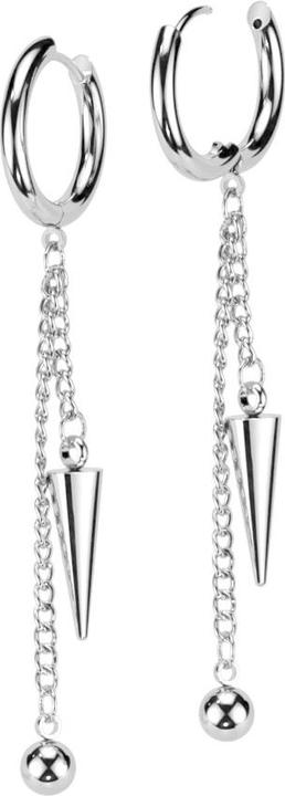Actual product image Star Piercing Earring silver pendant chains with ball and cone (without brass, Surgical steel 316L)