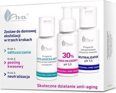 Image du produit Ava Cosmetics PHT Zestaw do domowej eksfoliacji : preparat odtłuszczający 50ml + kwas mlekowy 30% 50ml + (Set soin du visage)