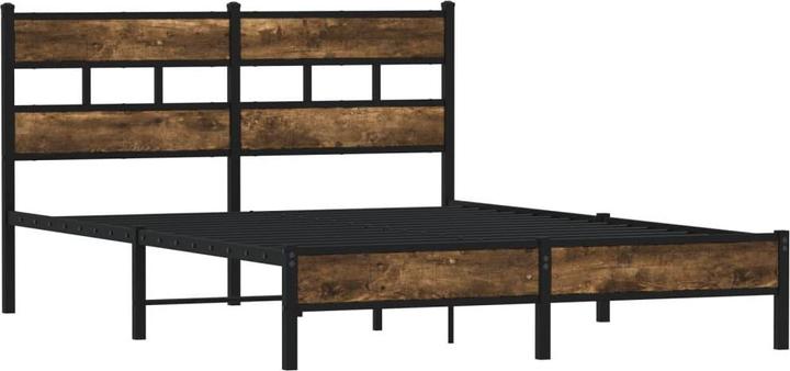 Actual product image VidaXL Bed frame headboard metal bed Bed double bed Sonoma oak 150x200cm (150 x 200 cm)