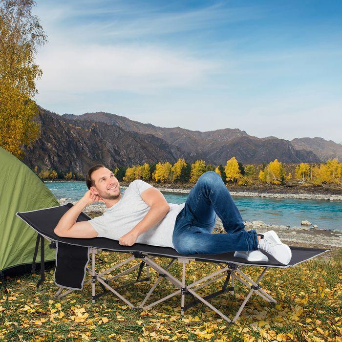 Image du produit Swisshandel24 Feldbett Faltbar Campingbett, 190x68x52 cm, Schwarz