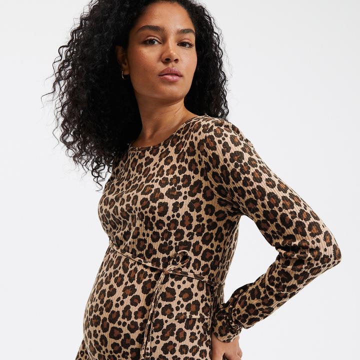 Actual product image La Redoute Collections Jersey maternity dress with leopard print (XL)
