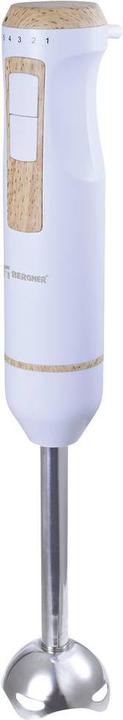 Actual product image Bergner Hand blender 800W with measuring jug, with chopper attachment White, wood