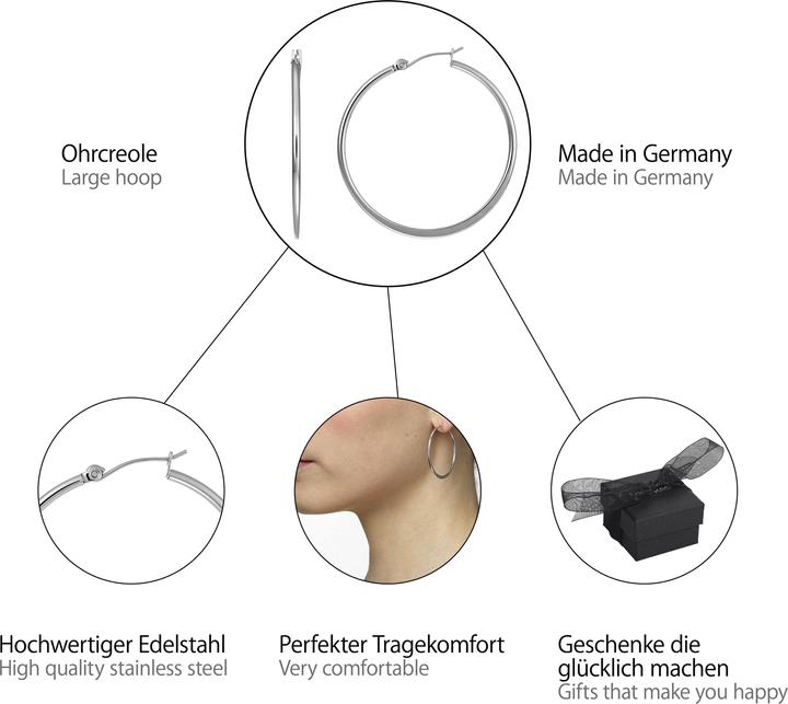Image du produit Heideman Créole d'oreille 40 rose doré (100% acier inoxydable)