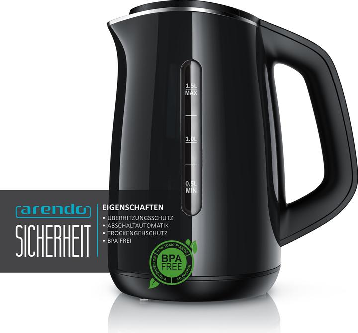 Actual product image Arendo Kettle 1.5 l, 2200 W, stainless steel & glass with tea strainer, tea maker, temperature selection (1.50 l)