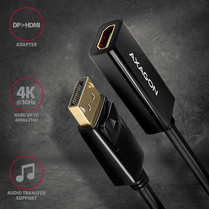 Actual product image Axagon RVD-HI14N DisplayPort > HDMI 1.4 adapter 4K/30Hz (HDMI, 2.10 cm)